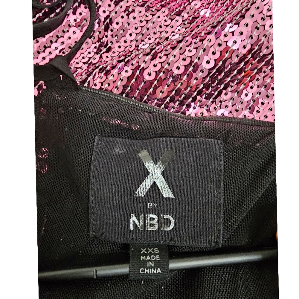 NBD Cindy Pink Sequin Strappy Cut Out Open Back Mini Dress Size XXS - Picture 7 of 9